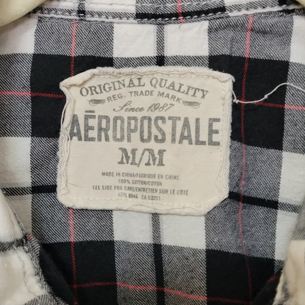 Aeropostale Black and White Cotton Flannel long sleeve shirt‎ size Med - Picture 3 of 7